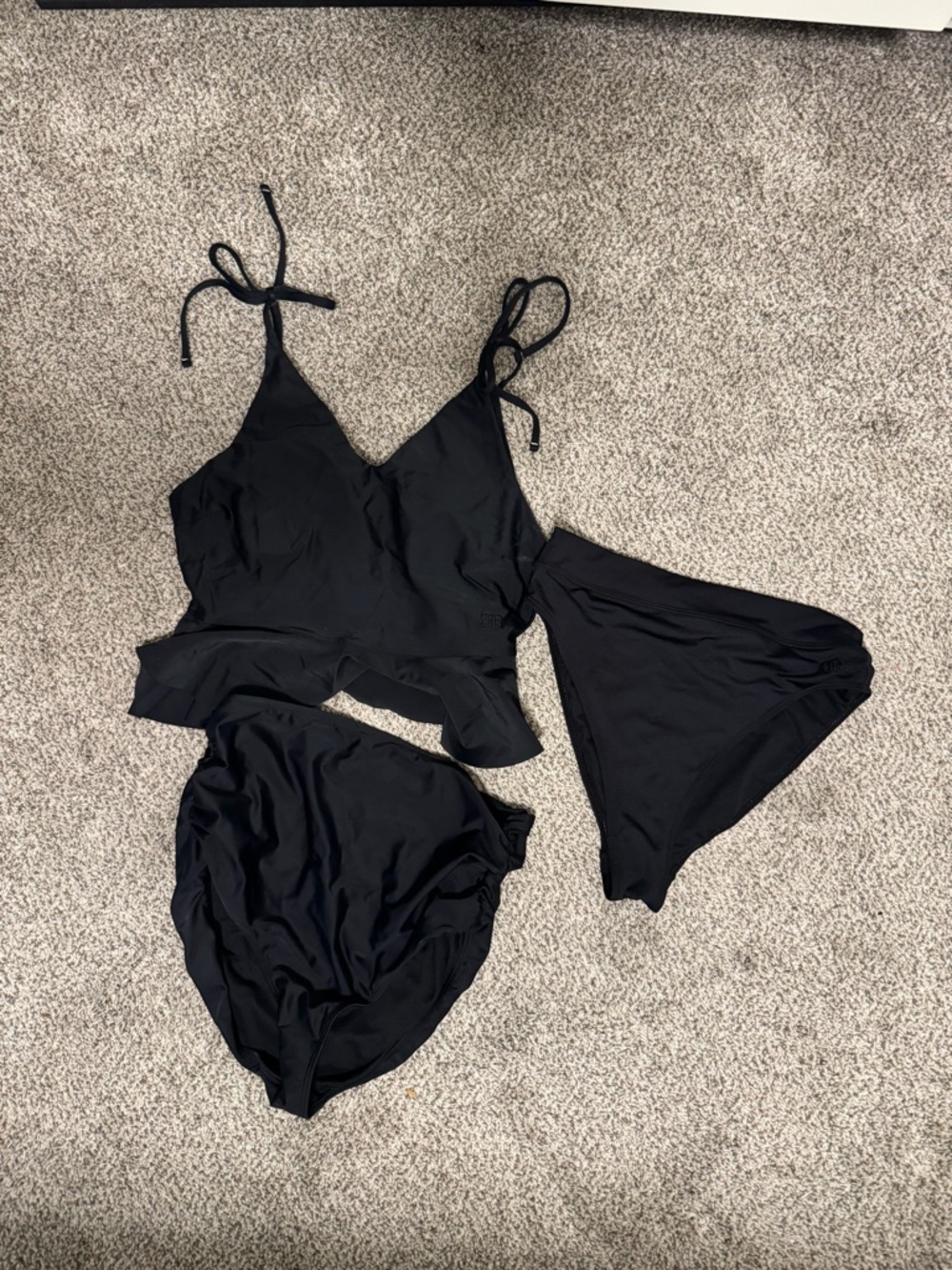 Albion fit Matte Black Three-Piece Swim Set